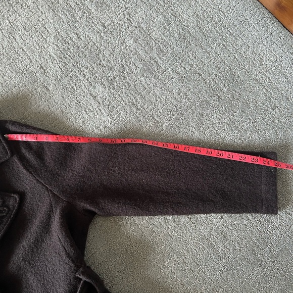 NWOT Cynthia Rowley Dark Brown Trench Coat with Floral Design Belted Wool XL NEW - Picture 7 of 11